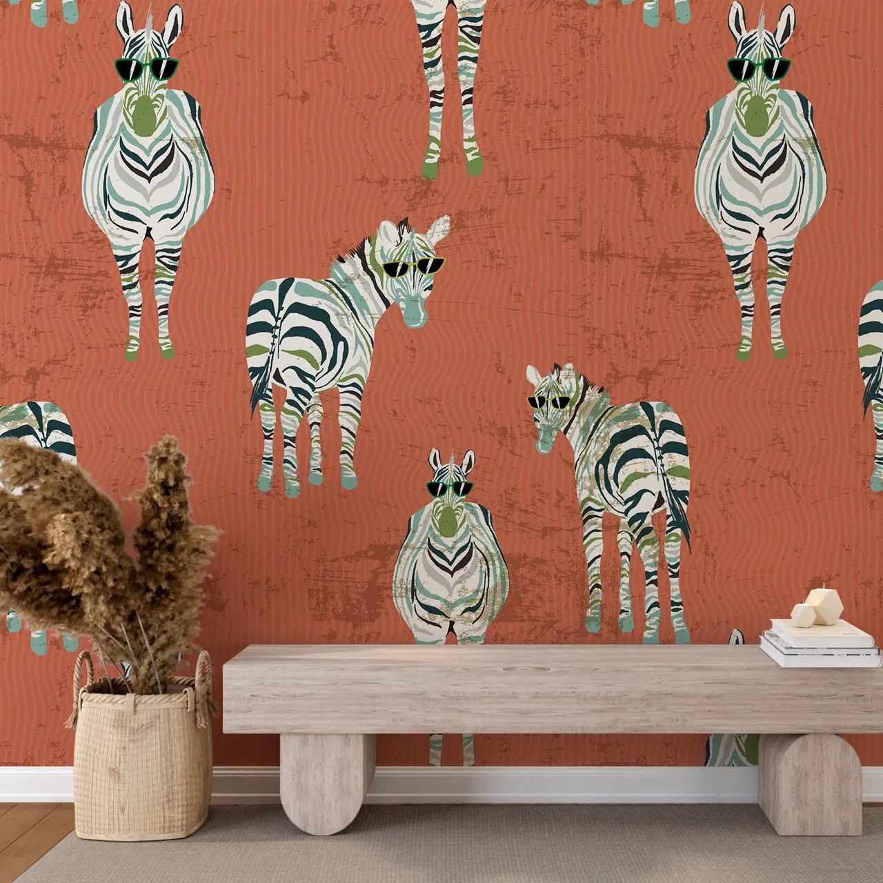 Herbal Wallpaper - Zebra Wallpaper in Vintage Red Brwon