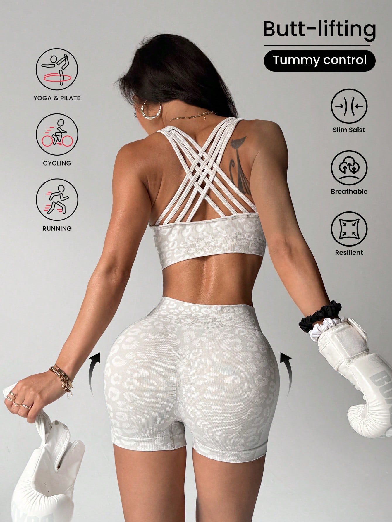 Herbal Yoga - High waisted and belly hugging leopard