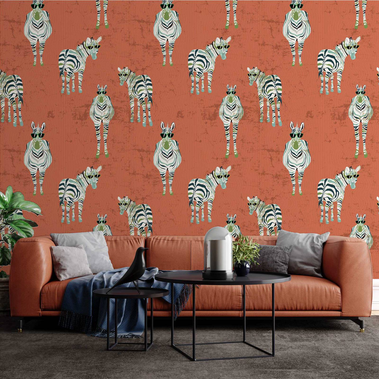 Zebra Wallpaper in Vintage Red - đánh giá và giá Herbal Wallpaper