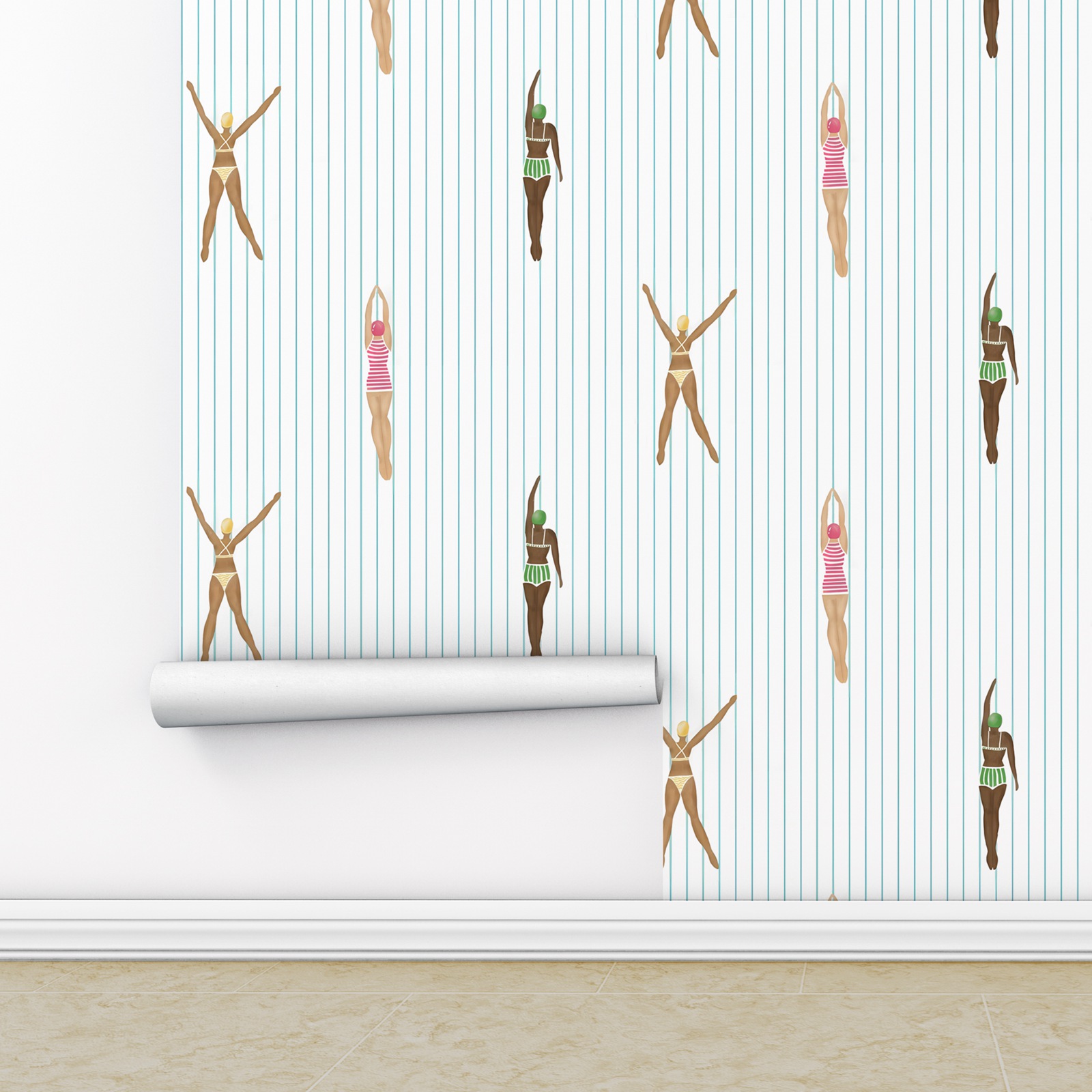 Peel and Stick Swimmers Wallpa - đánh giá và giá Herbal Wallpaper