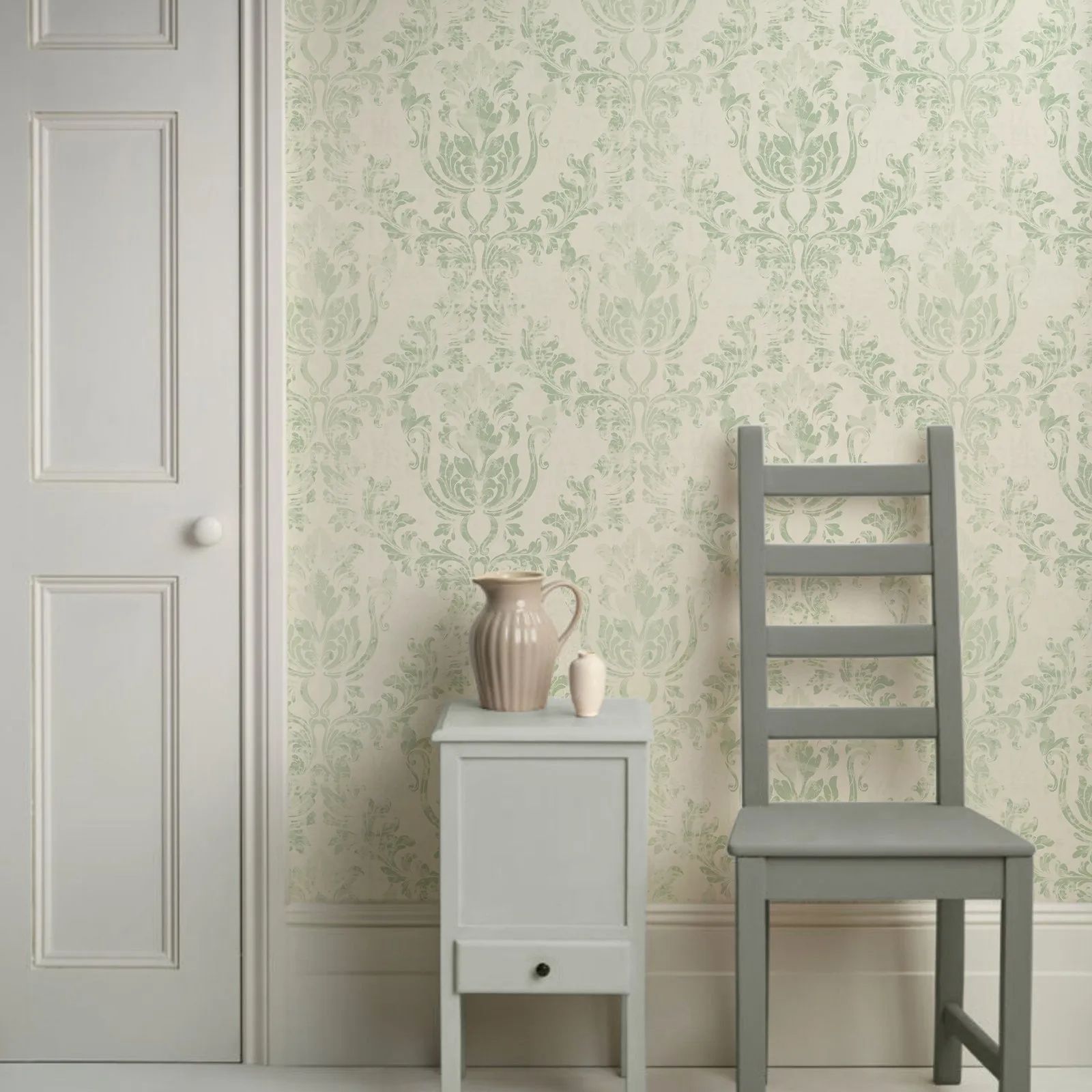 Vintage Green Damask Wallpaper - đánh giá và giá Herbal Wallpaper
