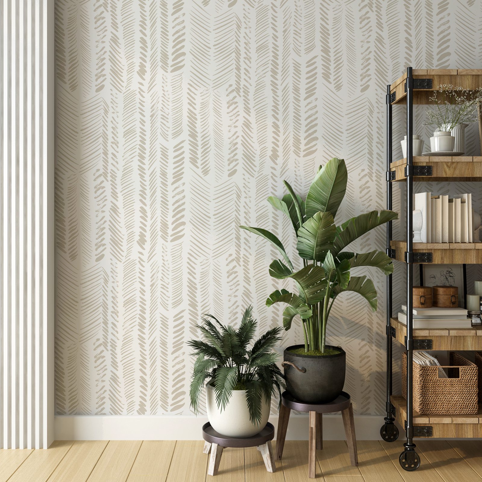Brush Strokes Pattern Wallpape - đánh giá và giá Herbal Wallpaper