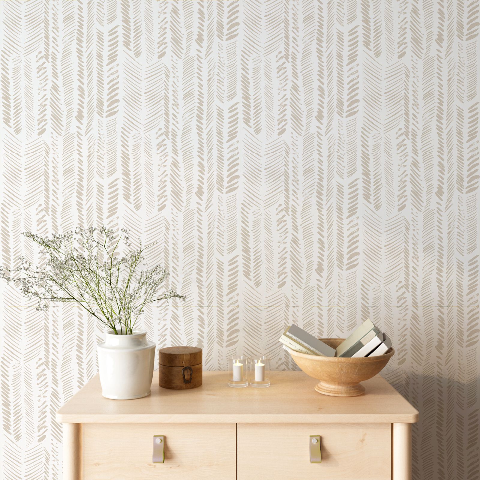 Brush Strokes Pattern Wallpape - đánh giá và giá Herbal Wallpaper