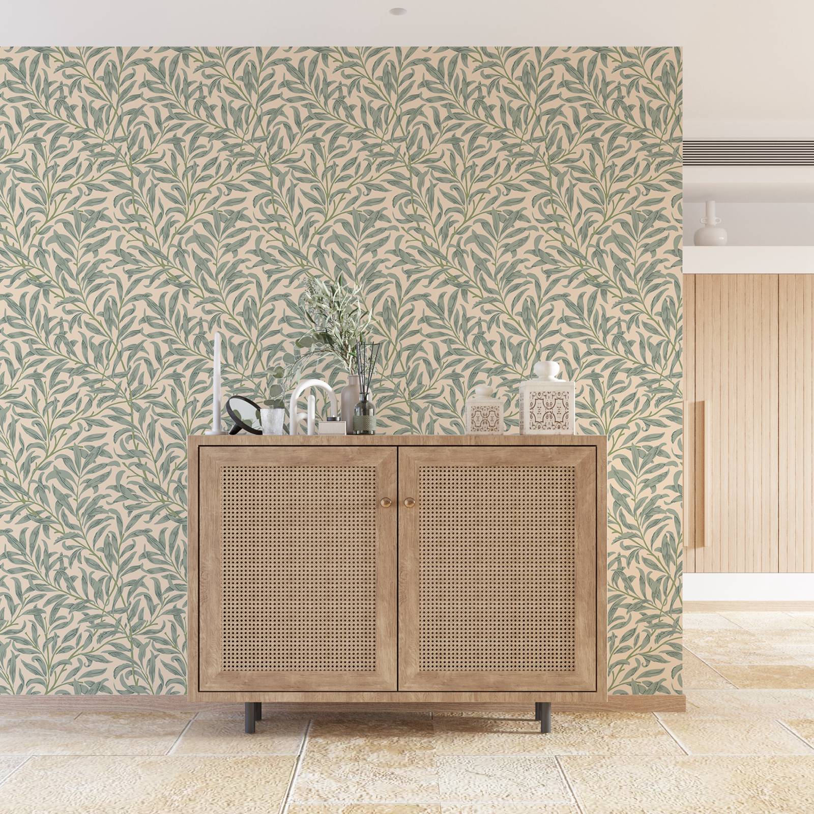 Green Leaf Wallpaper,Beige Col - đánh giá và giá Herbal Wallpaper