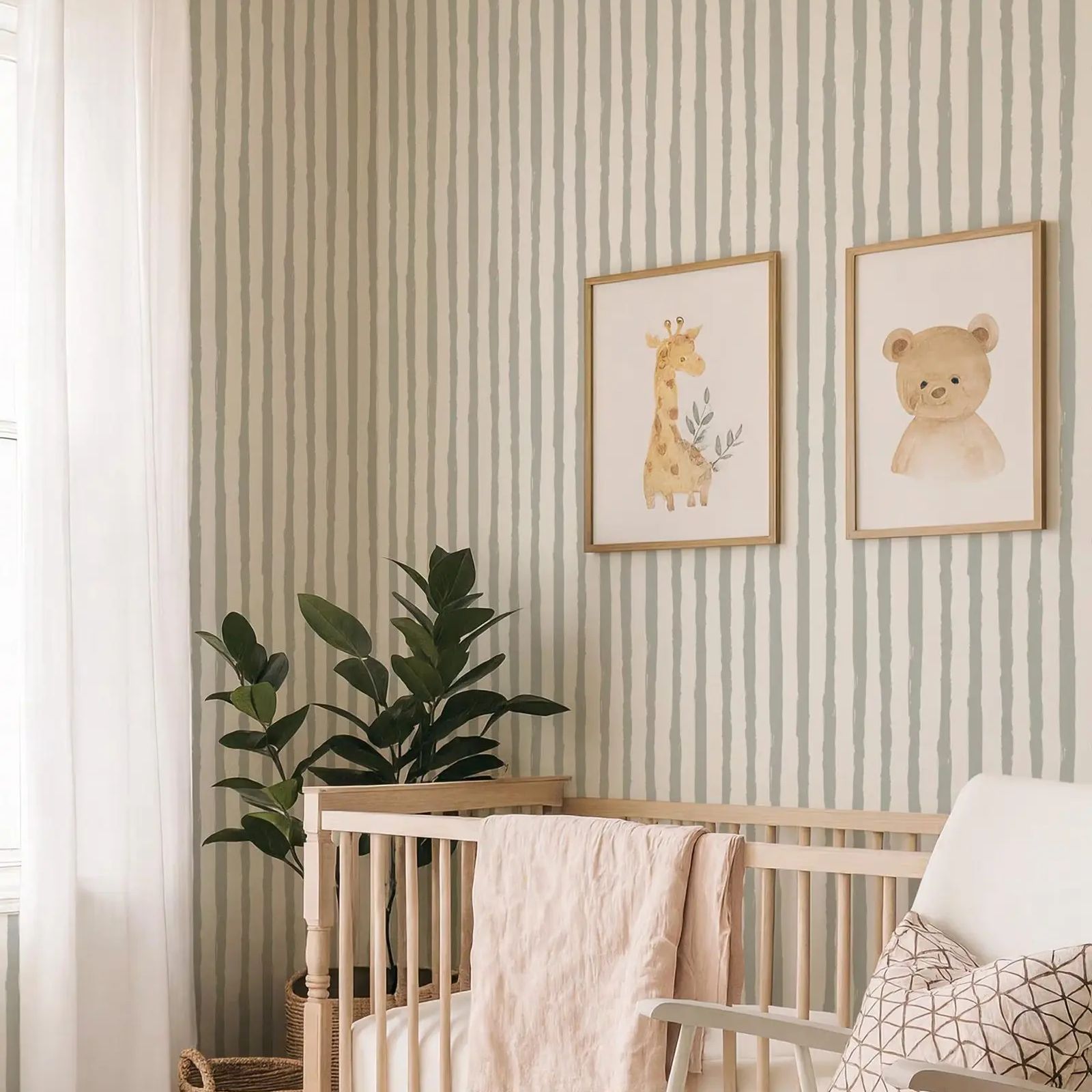 Green Sage Stripe Wallpaper, P - đánh giá và giá Herbal Wallpaper